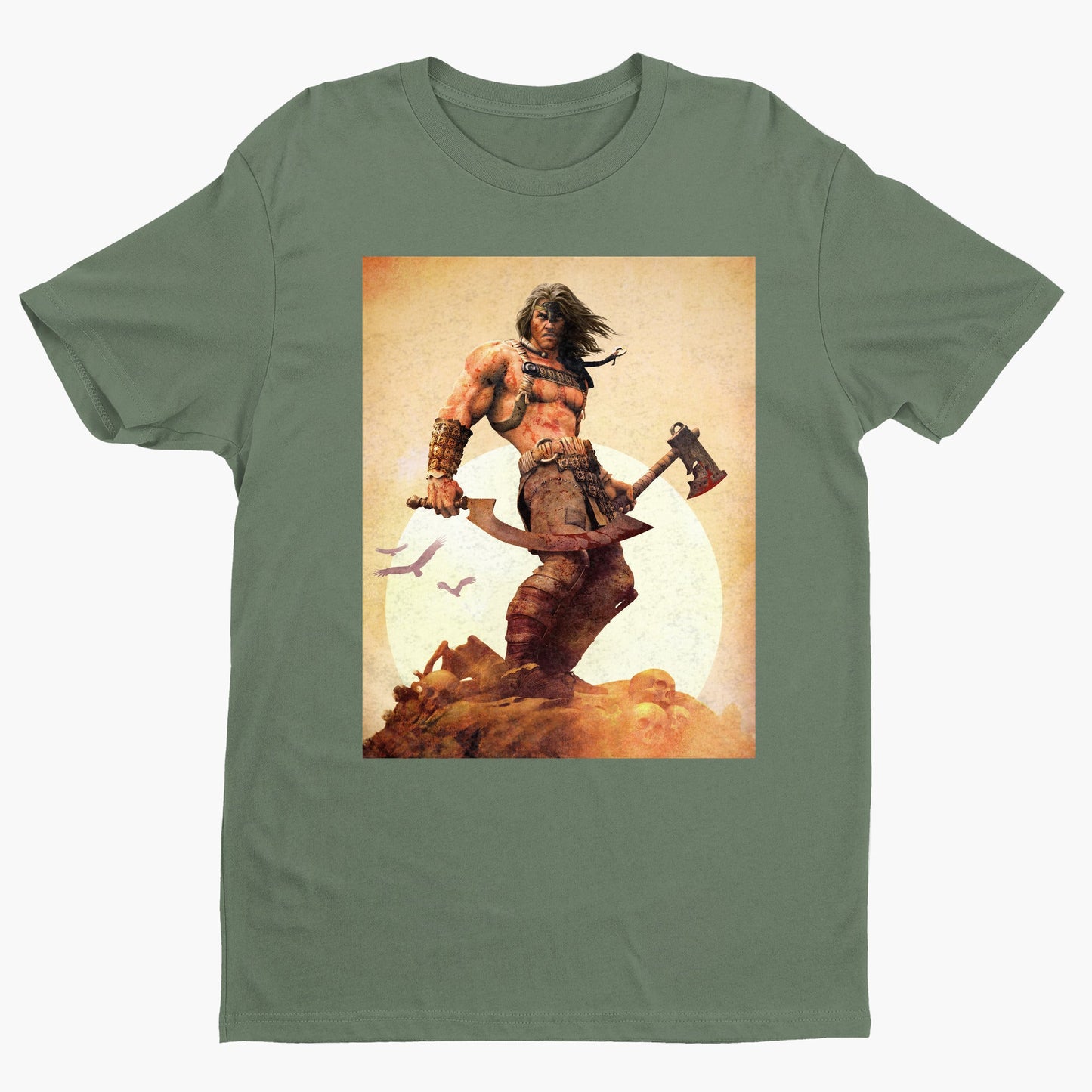 Age of Conan King Conan tee — green unisex t-shirt, front view