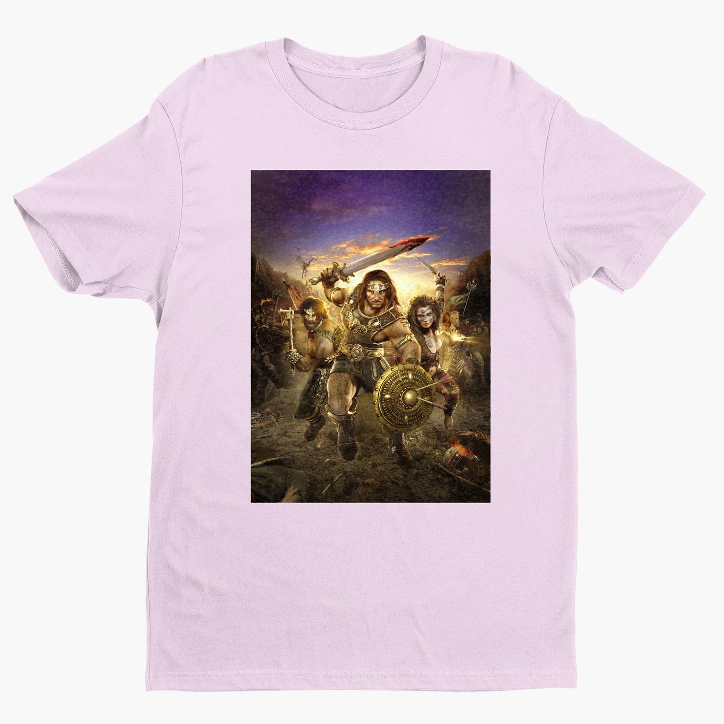 Age of Conan Hyborian Adventures tee — light pink unisex t-shirt, front view