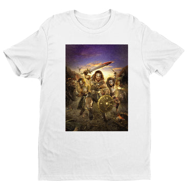 Age of Conan Hyborian Adventures tee — white unisex t-shirt, front view