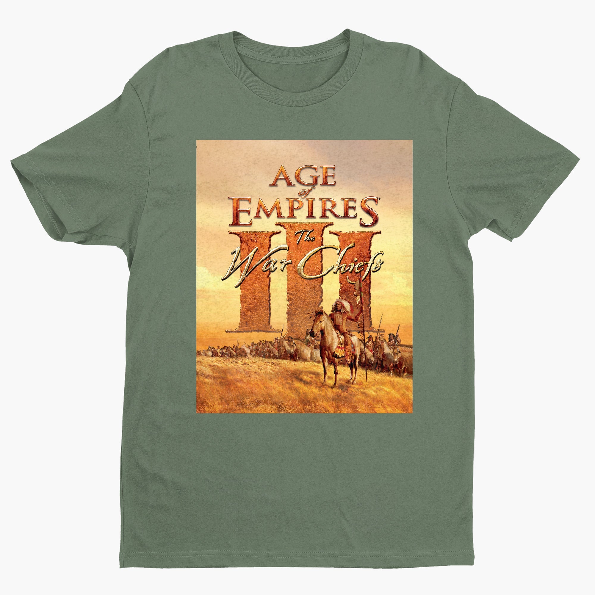Age of Empires III The WarChiefs tee — green unisex t-shirt, front view