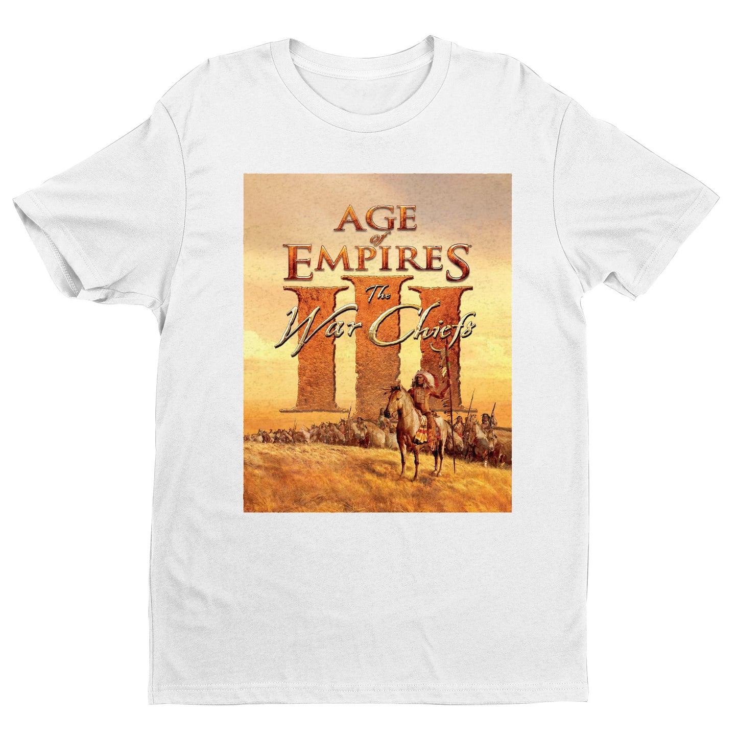 Age of Empires III The WarChiefs tee — white unisex t-shirt, front view