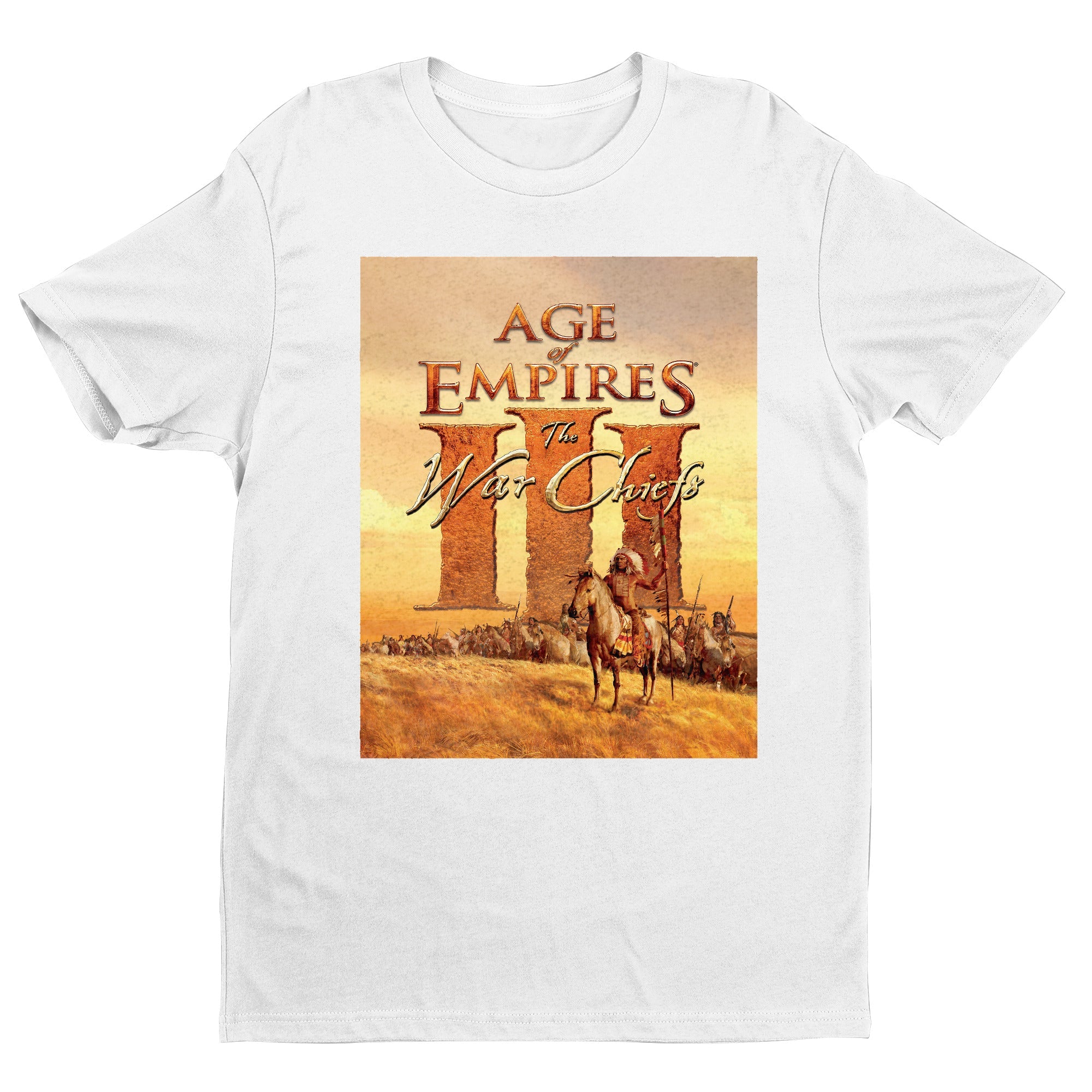 Age of Empires III The WarChiefs tee — white unisex t-shirt, front view