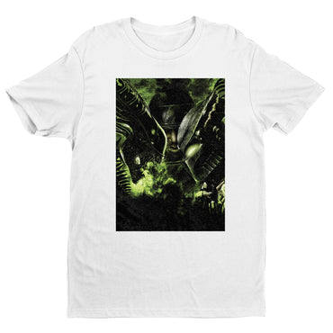 Aliens vs. Predator promotional art tee — white unisex t-shirt, front view
