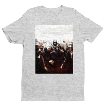 Assassin's Creed II assassination promo art tee - gray unisex t-shirt, front view