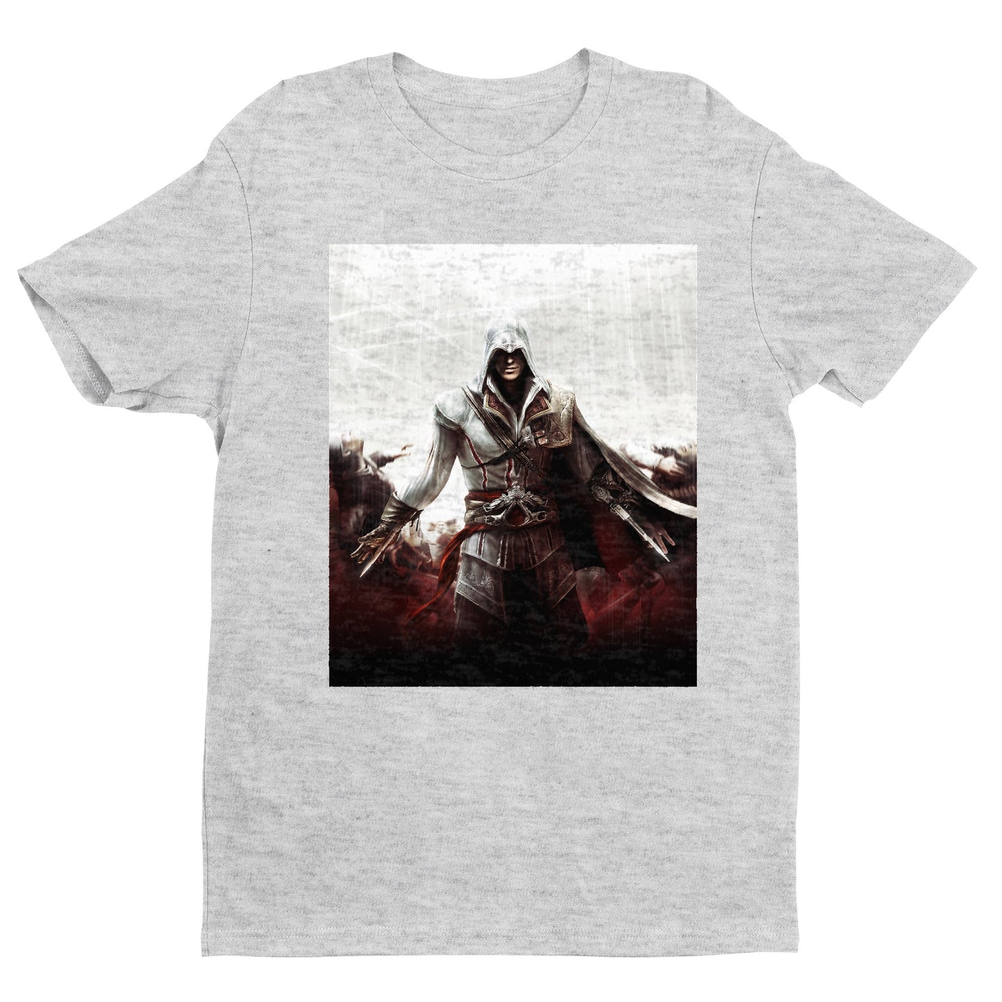 Assassin's Creed II cover art tee - gray unisex t-shirt, front view