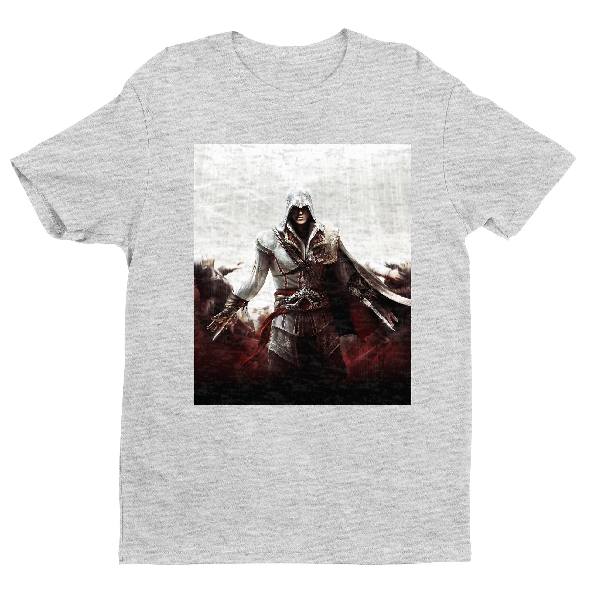 Assassin's Creed II cover art tee - gray unisex t-shirt, front view