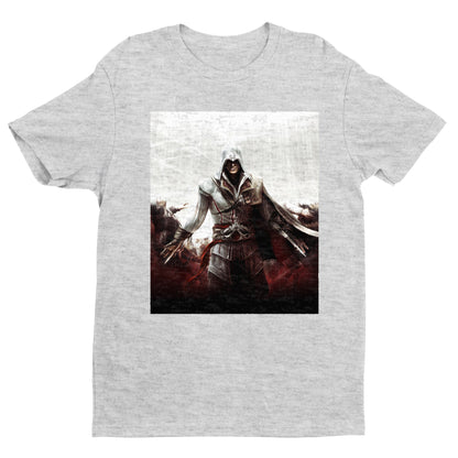 Assassin's Creed II cover art tee - gray unisex t-shirt, front view