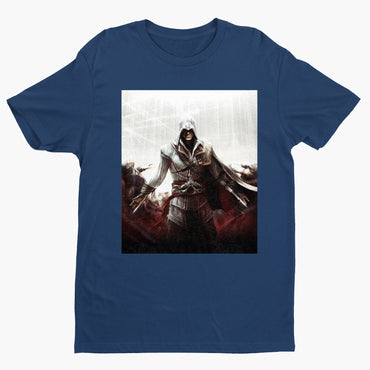 Assassin's Creed II cover art tee - navy unisex t-shirt, front view