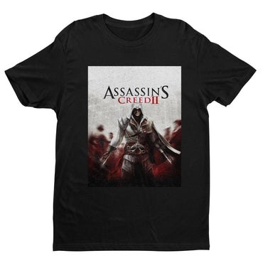 Assassin's Creed II key art tee - black unisex t-shirt, front view