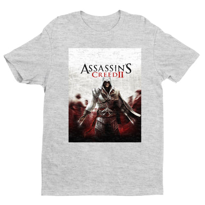 Assassin's Creed II key art tee - gray unisex t-shirt, front view