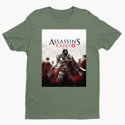 Assassin's Creed II key art tee - green unisex t-shirt, front view