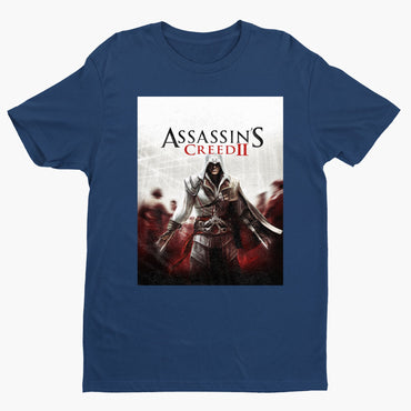 Assassin's Creed II key art tee - navy unisex t-shirt, front view