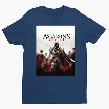 Assassin's Creed II key art tee - navy unisex t-shirt, front view