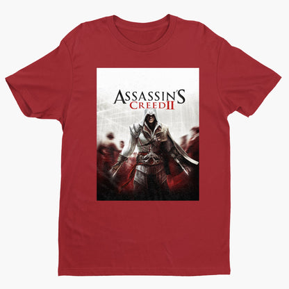 Assassin's Creed II key art tee - red unisex t-shirt, front view