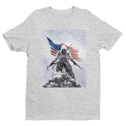 Assassin's Creed III Connor by Alex Ross tee - gray unisex t-shirt, front view