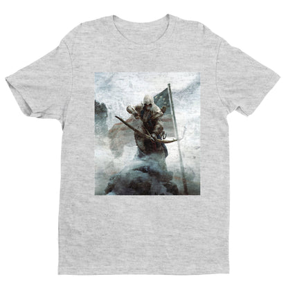 Assassin's Creed III key art tee - gray unisex t-shirt, front view