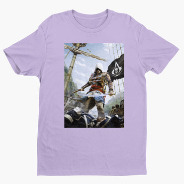 Assassin's Creed IV Black Flag box art tee - violet unisex t-shirt, front view