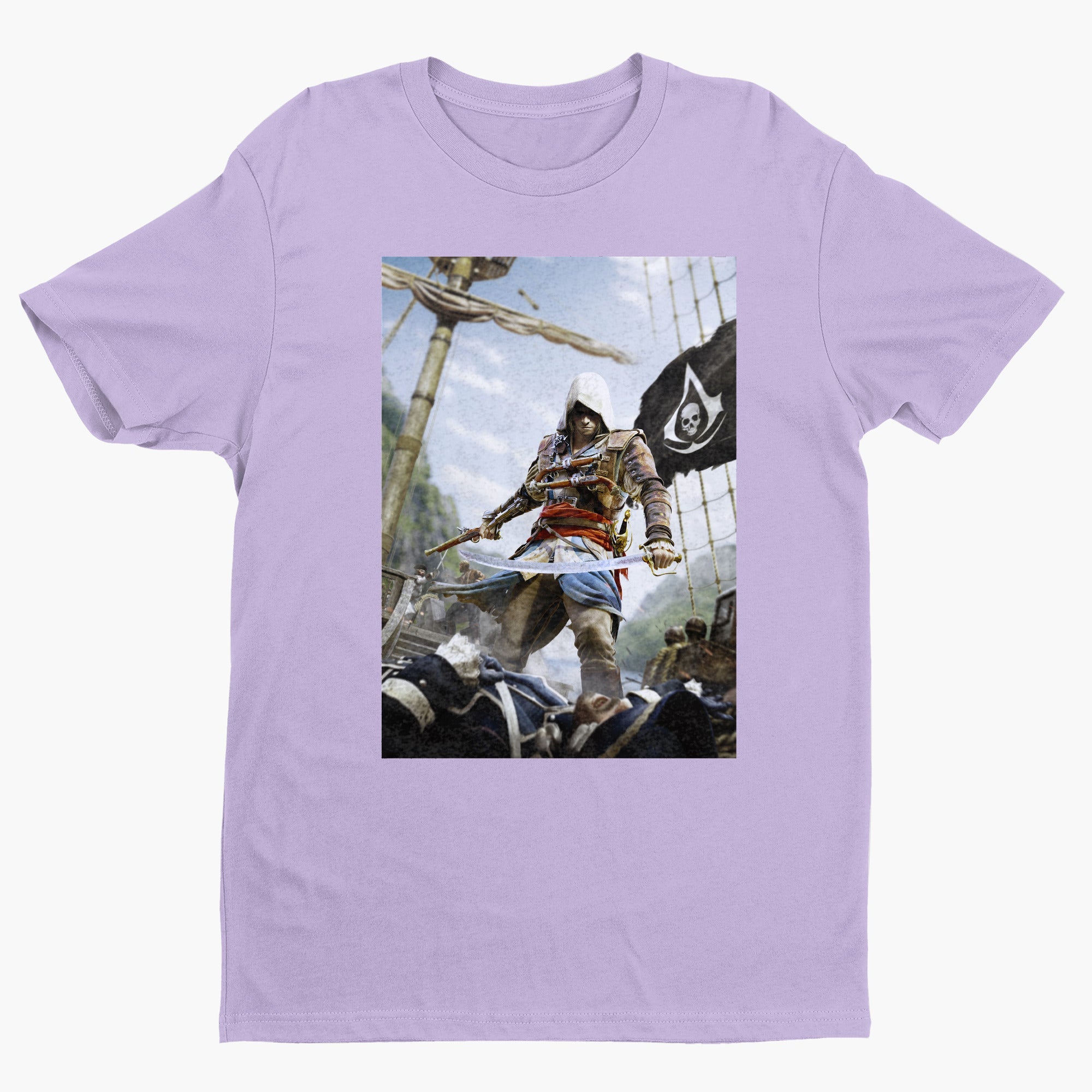 Assassin's Creed IV Black Flag box art tee - violet unisex t-shirt, front view