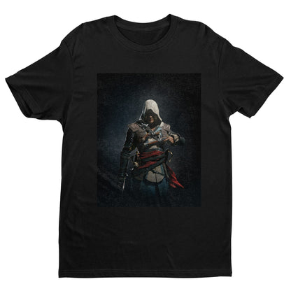 Assassin's Creed IV Black Flag Edward Kenway tee - black unisex t-shirt, front view