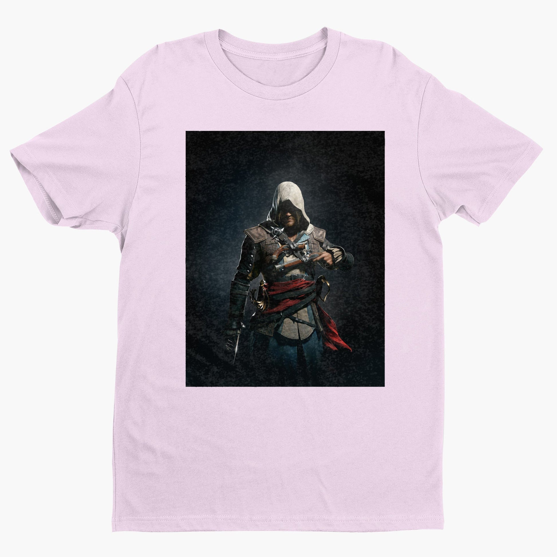 Assassin's Creed IV Black Flag Edward Kenway tee - light pink unisex t-shirt, front view