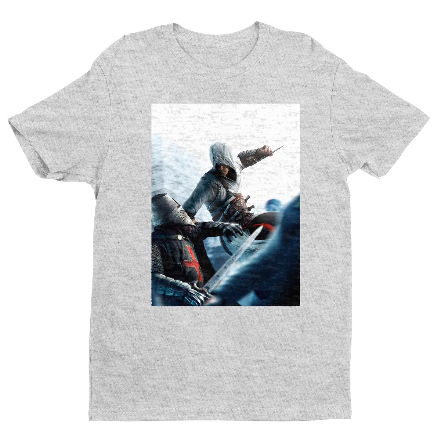 Assassin's Creed assassin vs Templar concept art tee - gray unisex t-shirt, front view