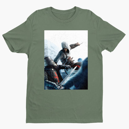 Assassin's Creed assassin vs Templar concept art tee - green unisex t-shirt, front view