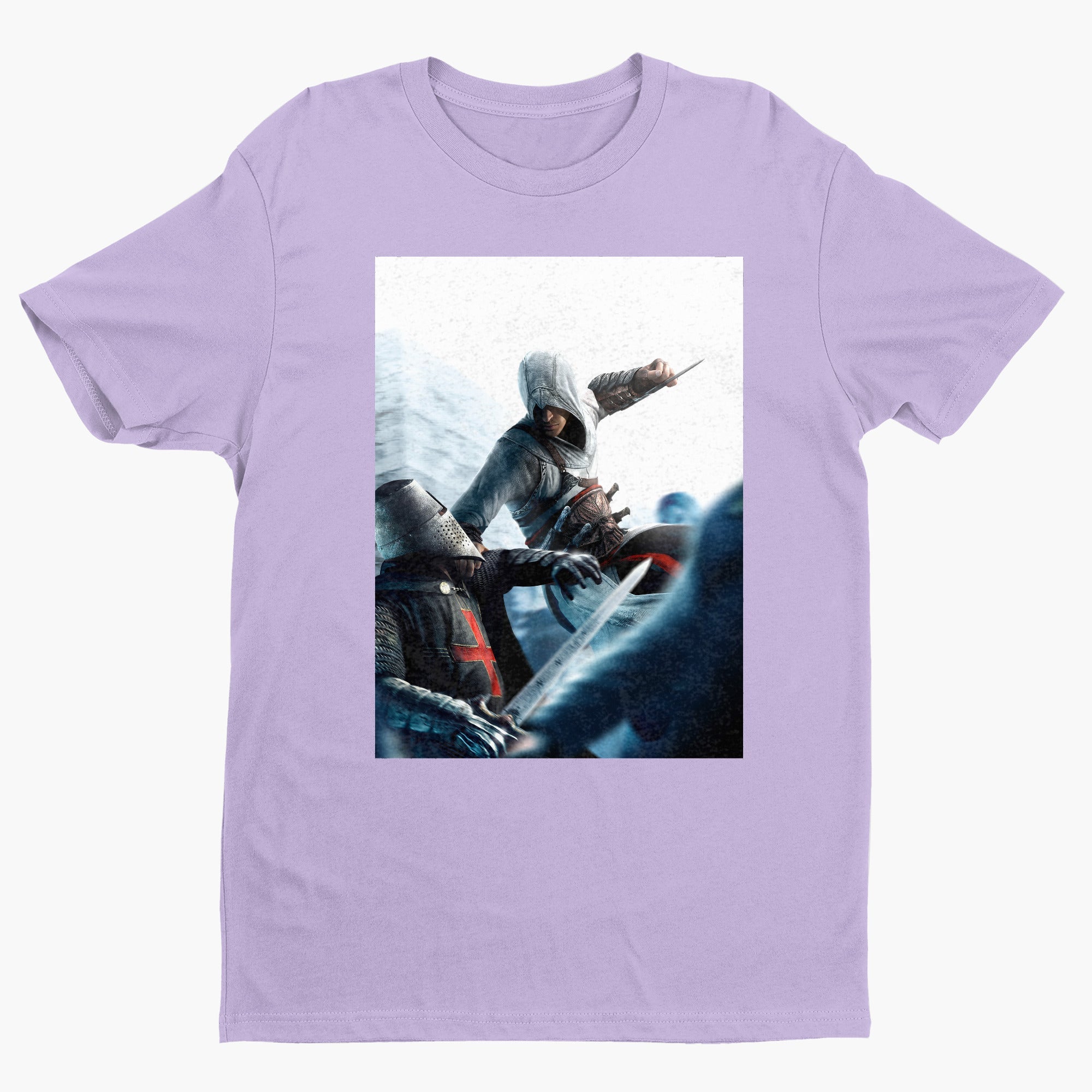 Assassin's Creed assassin vs Templar concept art tee - violet unisex t-shirt, front view