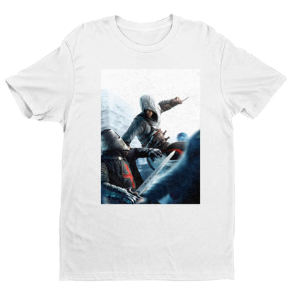 Assassin's Creed assassin vs Templar concept art tee - white unisex t-shirt, front view
