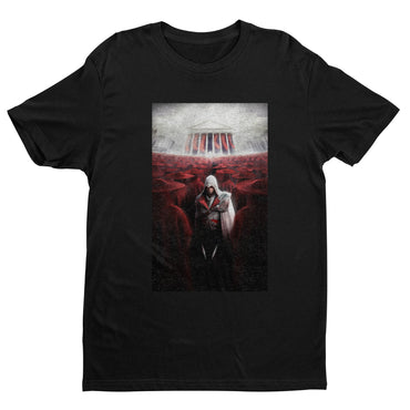 Assassin's Creed Brotherhood Ezio and the cardinals tee - black unisex t-shirt, front view