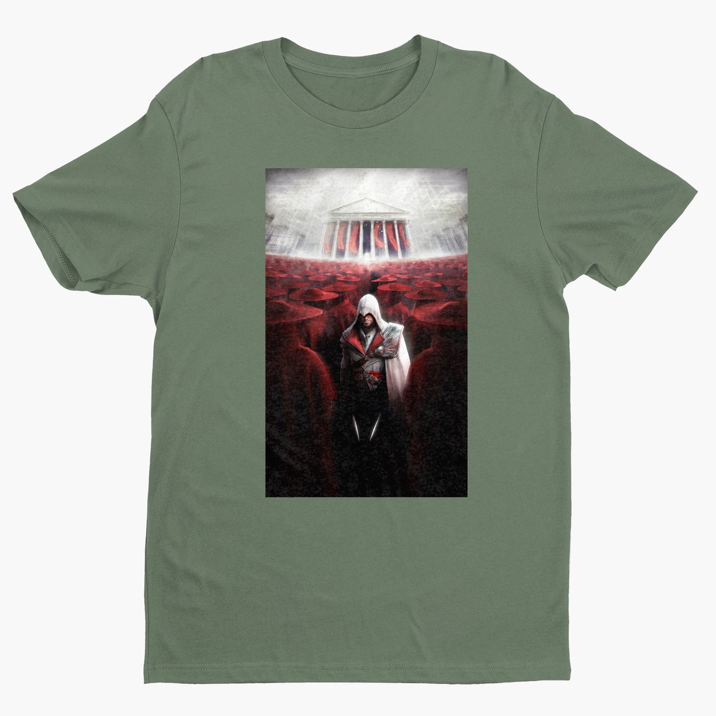 Assassin's Creed Brotherhood Ezio and the cardinals tee - green unisex t-shirt, front view