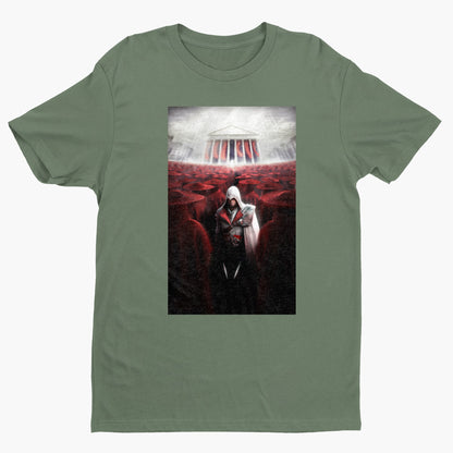 Assassin's Creed Brotherhood Ezio and the cardinals tee - green unisex t-shirt, front view