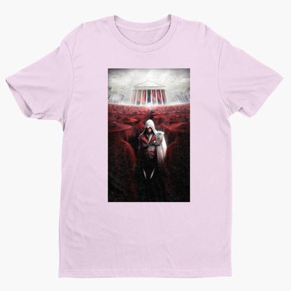 Assassin's Creed Brotherhood Ezio and the cardinals tee - light pink unisex t-shirt, front view
