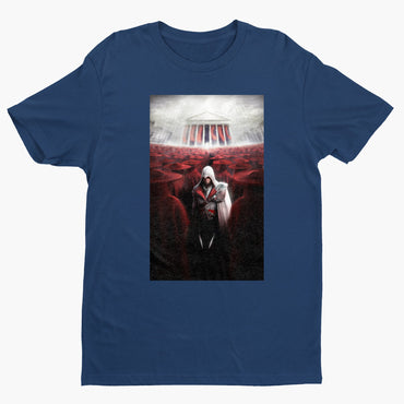 Assassin's Creed Brotherhood Ezio and the cardinals tee - navy unisex t-shirt, front view