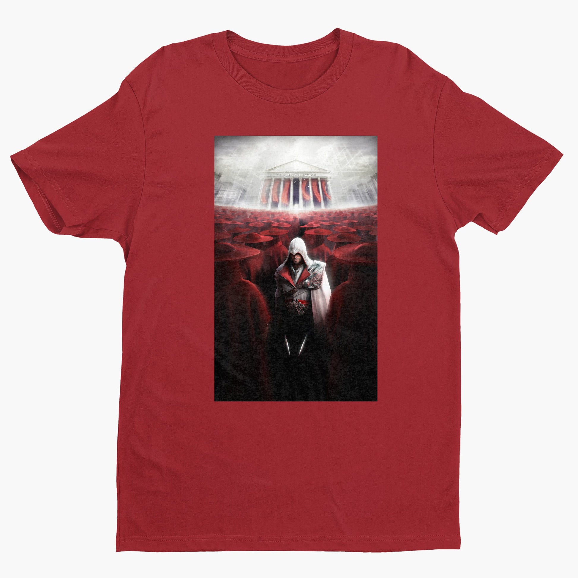 Assassin's Creed Brotherhood Ezio and the cardinals tee - red unisex t-shirt, front view