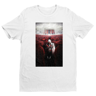 Assassin's Creed Brotherhood Ezio and the cardinals tee - white unisex t-shirt, front view
