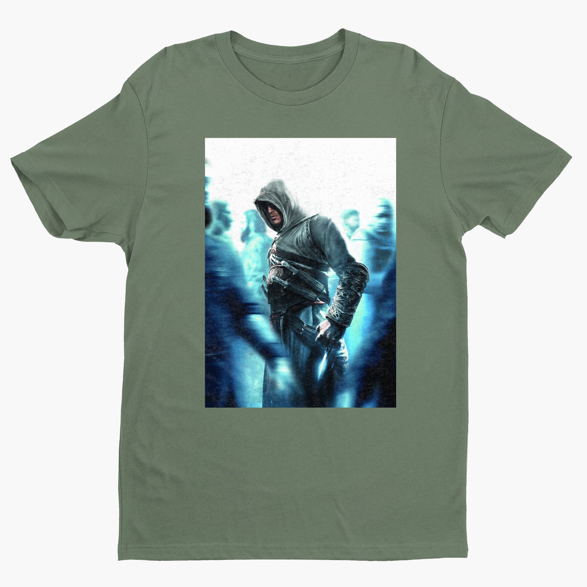 Assassin's Creed crowd key art tee - green unisex t-shirt, front view