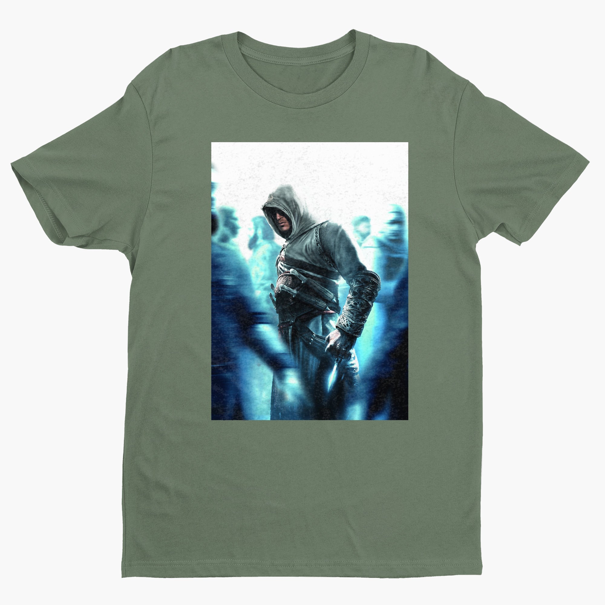 Assassin's Creed crowd key art tee - green unisex t-shirt, front view