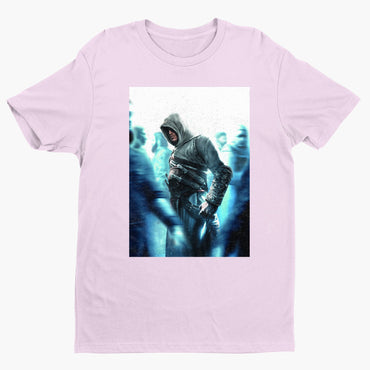 Assassin's Creed crowd key art tee - light pink unisex t-shirt, front view