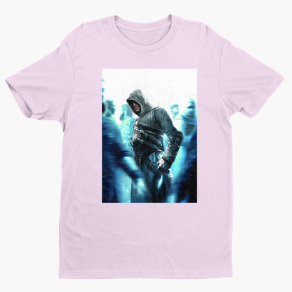 Assassin's Creed crowd key art tee - light pink unisex t-shirt, front view
