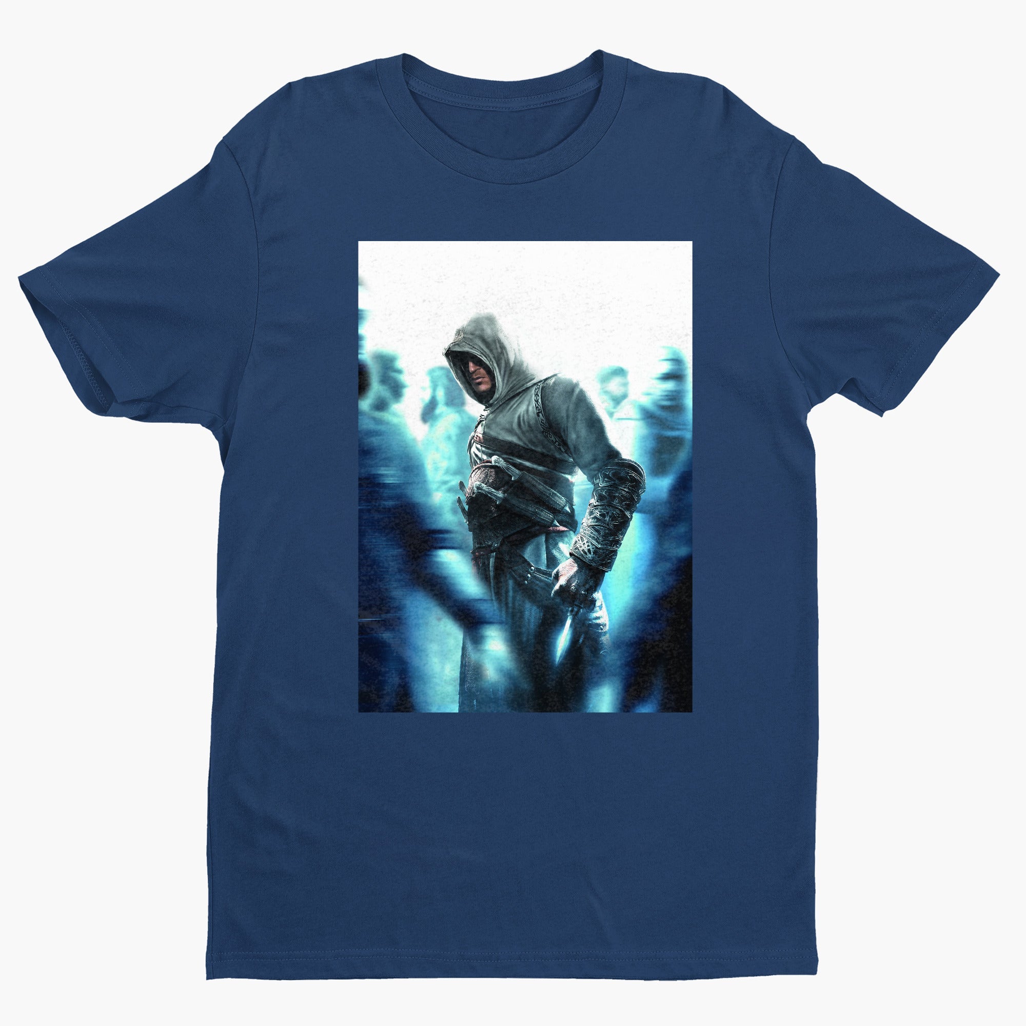 Assassin's Creed crowd key art tee - navy unisex t-shirt, front view