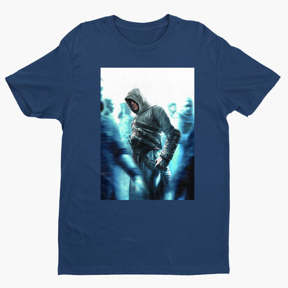 Assassin's Creed crowd key art tee - navy unisex t-shirt, front view