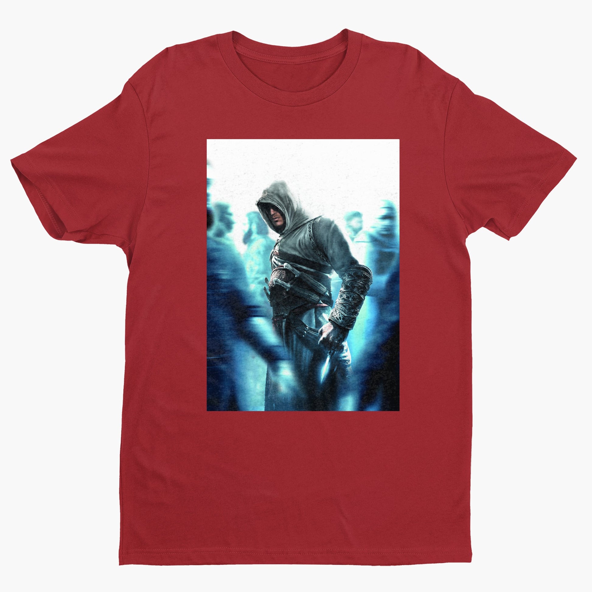 Assassin's Creed crowd key art tee - red unisex t-shirt, front view