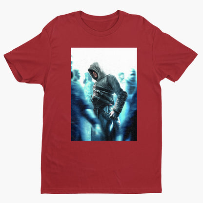 Assassin's Creed crowd key art tee - red unisex t-shirt, front view
