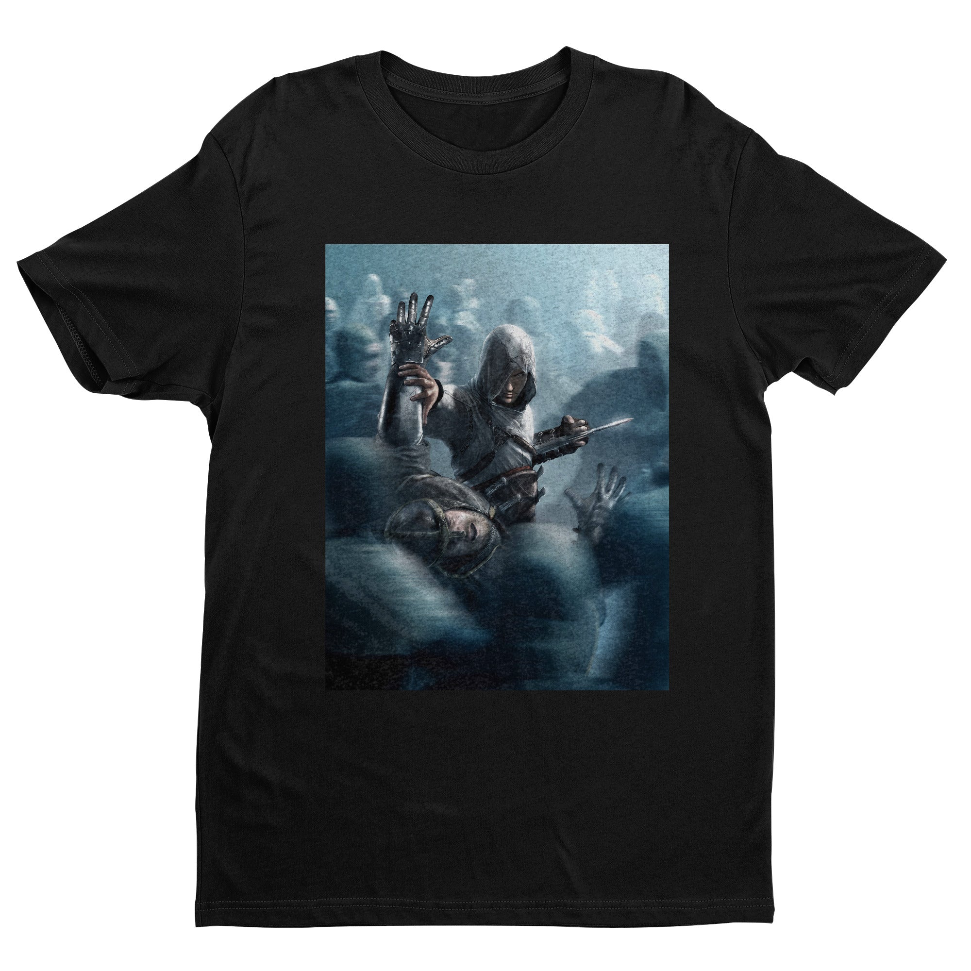Assassin's Creed key visual tee - black unisex t-shirt, front view