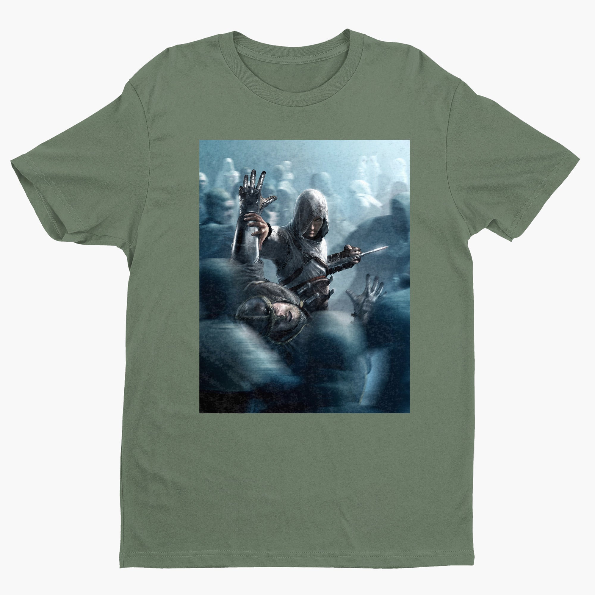 Assassin's Creed key visual tee - green unisex t-shirt, front view