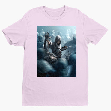 Assassin's Creed key visual tee - light pink unisex t-shirt, front view