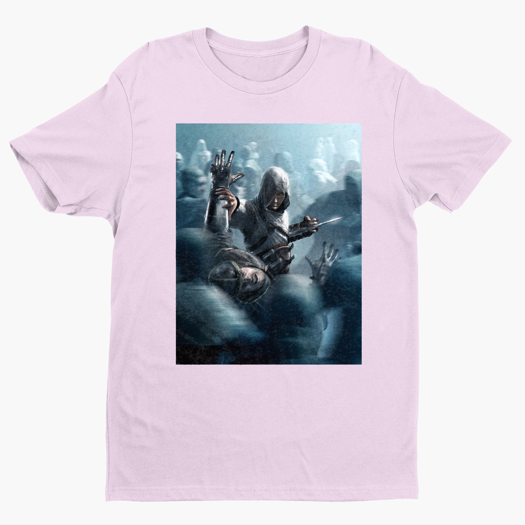 Assassin's Creed key visual tee - light pink unisex t-shirt, front view