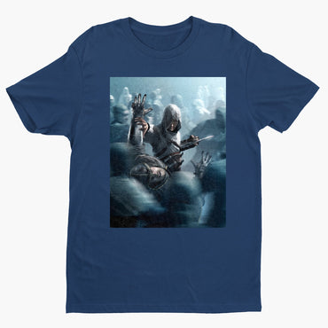 Assassin's Creed key visual tee - navy unisex t-shirt, front view