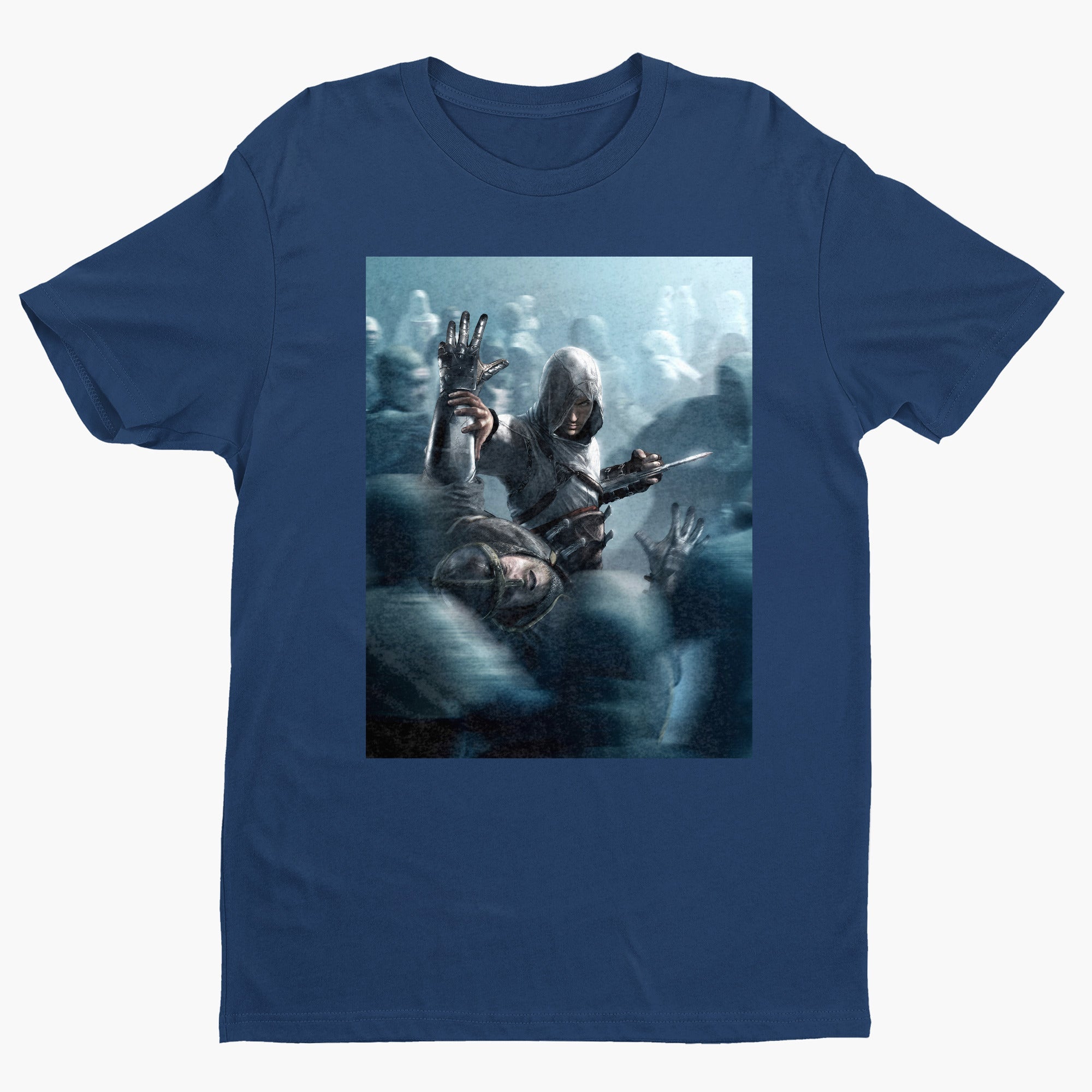 Assassin's Creed key visual tee - navy unisex t-shirt, front view