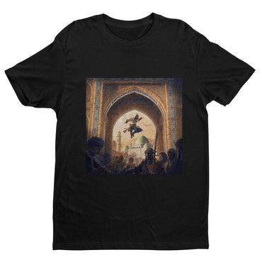Assassin's Creed Mirage announcement key art tee - black unisex t-shirt, front view